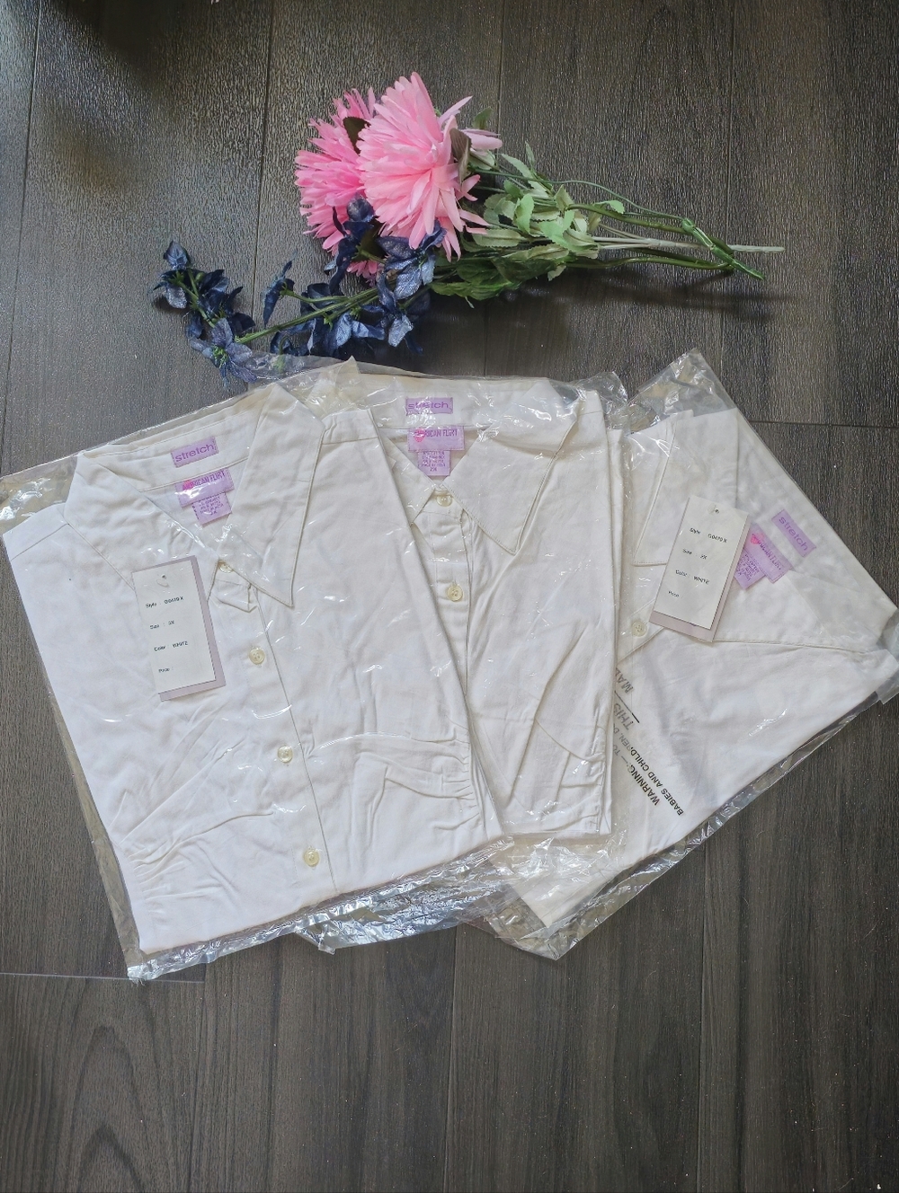American Flirt - Women's Easy-Care Basic Collared Button Down Shirts Short Slee - Picture 6 of 6